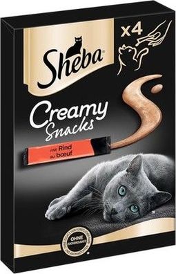 SHEBA Beutel Creamy Snacks für Katzen mit Rind cremige Leckerei (11 x 4 x 12g)