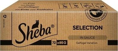 Sheba Selection in Sauce Katzenfutter Geflügelauswahl, 72 Beutel (72 x 85 g)