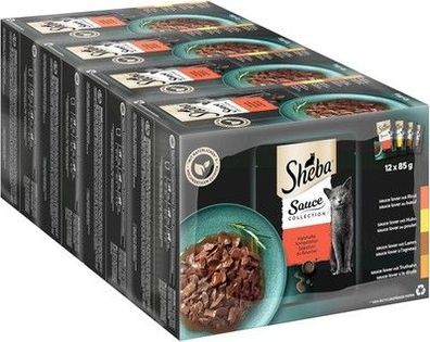 Sheba Sauce Collection Katzen Nassfutter im Portionsbeutel (4 x 12 x 85g)