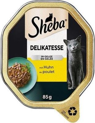 Sheba Schale Nassfutter für Katzen Delikatesse in Gelee mit Huhn (2 x 11 x 85g)