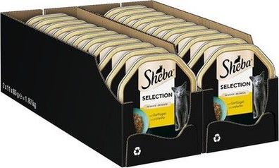 SHEBA Schale Nassfutter Katzen Selection Sauce Geflügelhäppchen (2 x 11 x 85g)