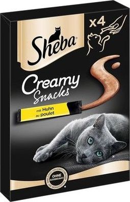 SHEBA Beutel Creamy Snacks für Katzen mit Huhn cremiger Snack (11 x 4 x 12g)