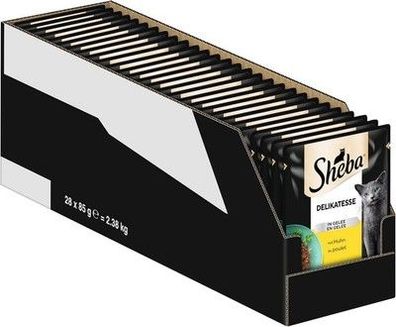 Sheba Delikatesse Katzen Nassfutter im Portionsbeutel mit Huhn in Gelee (28x85g)
