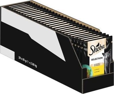 Sheba Sauce Collection Katzen Nassfutter im Portionsbeutel mit Huhn (28 x 85g)