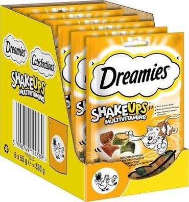 Dreamies SHAKE UPS Multivitamins Geflügel Picknick, Katzenleckerlis 55g 6 Beutel