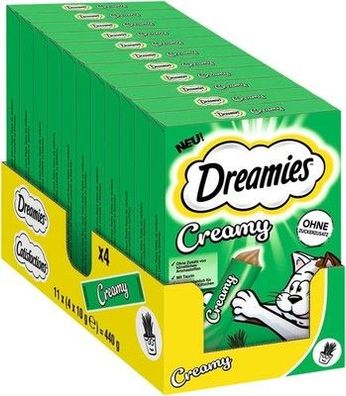 Dreamies Creamy Multipack Katzenminze, 11x4x10g - Cremige Leckerlis Katzenminze