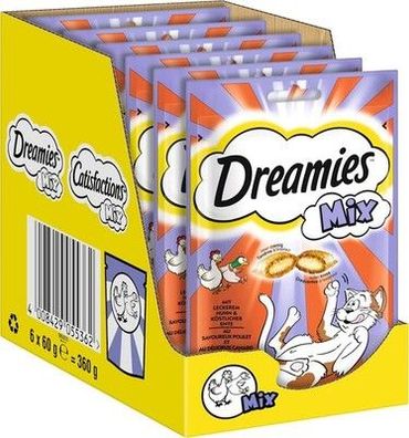 Dreamies Mix Katzensnacks mit Huhn & Ente Außen knusprig & innen cremig 6 x 60g