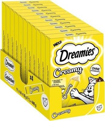 Dreamies Creamy Multipack mit köstlichem Käse, (11 x 4 x 10g) Katzen Leckerlies