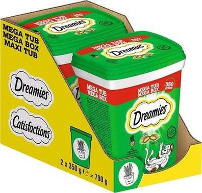 Dreamies Catnip Katzensnacks mit Minze – Traumhaft knusprige Taschen (2 x 350g)
