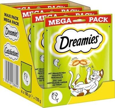 Dreamies Katzensnacks - 4x180g - mit Thunfisch - Traumhaft knusprige Leckerlies