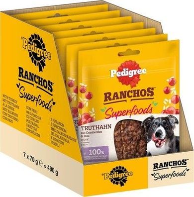 Pedigree Hundesnacks Ranchos Superfoods mit Truthahn 7x70g, 100% Truthahn