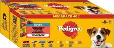 Pedigree Dogcare Hundefutter Portionsbeutel Chunks in Gelee Adult 40 x 100g