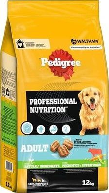 Pedigree Professional Nutrition Adult Hunde Trockenfutter, Rind und Gemüse, 12kg