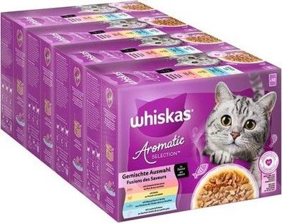 Whiskas Aromatic Selection Multipack Katzen-Nassfutter 1 + , 4 Sorten (4x12x85g )