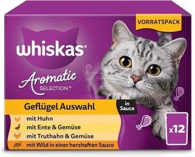 Whiskas Aromatic Selection Multipack Portionsbeutel 1 + , in Sauce (4 x 12 x 85g)