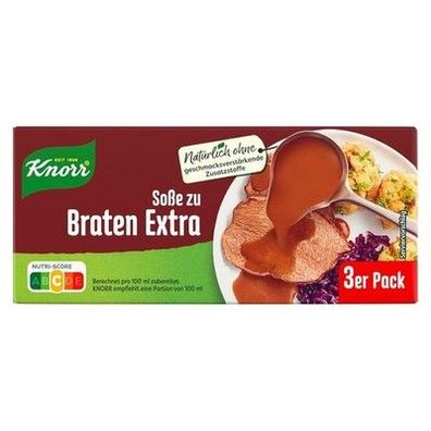 Knorr Soße zu Braten Extra leckere dunkle Soße mit würzigem Geschmack 3x 750ml