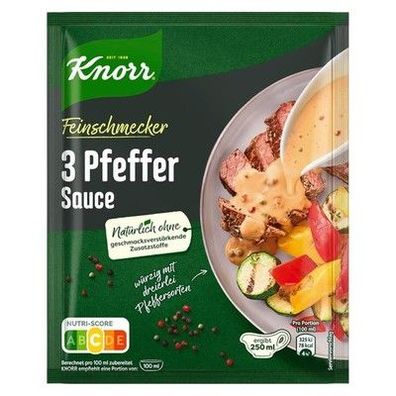 Knorr Feinschmecker 3 Pfeffer Sauce würzige Soße - 23x 250 ml Tüten, Sauce