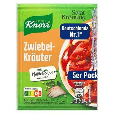 Knorr Salatkrönung Zwiebel-Kräuter für ein leckeres Salatdressing - 15x 5er Pack