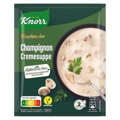 Knorr Feinschmecker Suppe Champignon 16x 45 g, Cremesuppe, Vegan, 2 Portionen