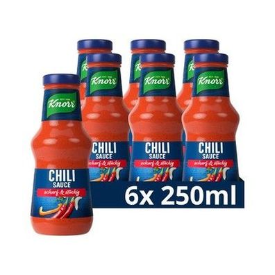 Knorr Chili Sauce scharfe Grillsauce - 6x 250 ml - Sauce zum Grillen, 1,5 Liter
