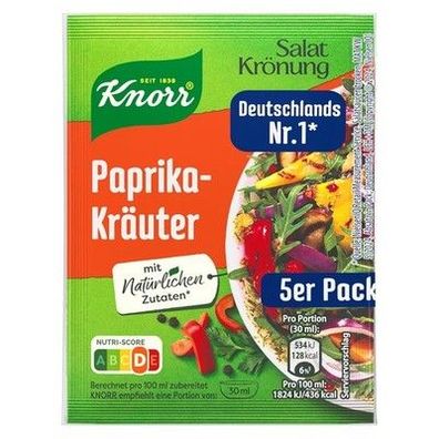 Knorr Salatkrönung Paprika Kräuter für ein leckeres Salatdressing - 15x 5er Pack