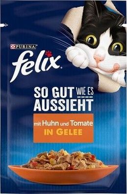 FELIX So gut wie es aussieht Katzenfutter nass in Gelee, Huhn & Tomate (26x 85g)