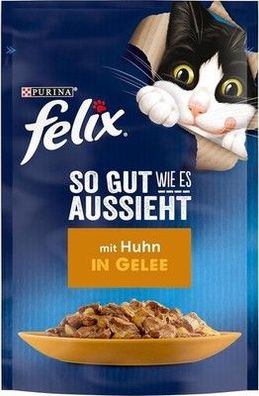 FELIX So gut wie es aussieht Senior Katzenfutter nass in Gelee, Huhn (26 x 85g)