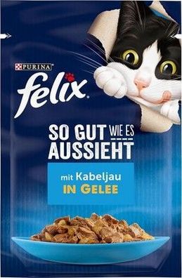 FELIX So gut wie es aussieht Katzenfutter nass in Gelee, mit Kabeljau (26 x 85g)