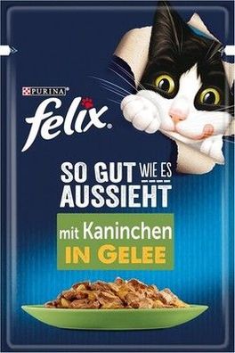 FELIX So gut wie es aussieht Katzenfutter nass in Gelee mit Kaninchen (26 x 85g)