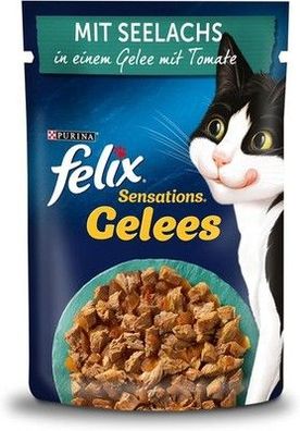 FELIX Sensations Gelees Katzenfutter nass, Seelachs & Tomate in Gelee (26 x 85g)