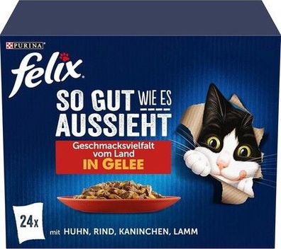 FELIX So gut wie es aussieht Katzenfutter nass (4 x 24 Beutel à 85g) 4er Pack