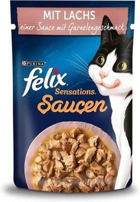 FELIX Sensations Saucen Katzenfutter nass mit Lachs in einer Sauce (26 x 85g)