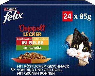 FELIX So gut wie es aussieht, Katzenfutter nass in Gelee (4 x 24 Beutel à 85g)