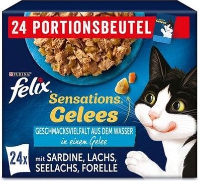 FELIX Sensations Gelees, aus dem Wasser (4 x 24 Beutel à 85g) Katzen-Futter