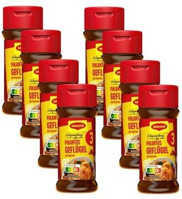 MAGGI Würzmischung 3, pikantes Geflügel, süß-pikantes Paprika-Gewürz (8 x 65g)