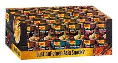 Maggi Magic Asia Noodle Cups, Sortimentsbox Instant-Nudeln, 6 Sorten (48 Becher)