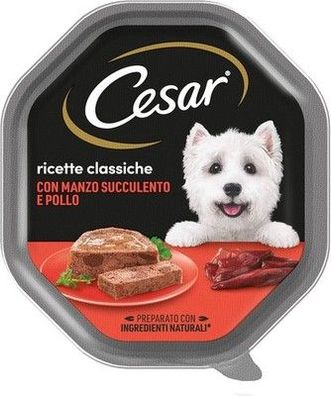 Cesar Klassische Rezepte Hundefutter, saftiges Rindfleisch & Hühnchen 14 x 150g