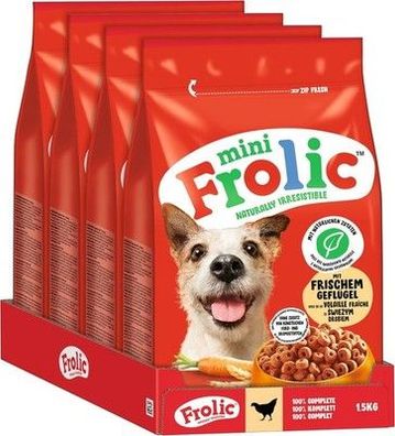Frolic Mini Hunde Trockenfutter für kleine Hunde mit frischem Geflügel (4x1,5kg)