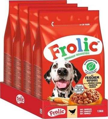 Frolic Hunde Trockenfutter mit frischem Geflügel (4 x 1,5kg) Granulat, Futter
