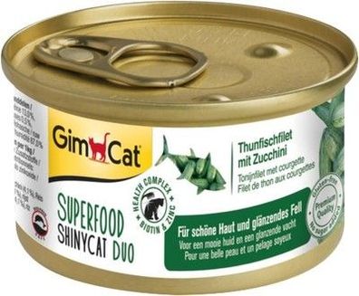 GimCat Superfood ShinyCat Duo Thunfisch mit Zucchini - Katzenfutter (24 x 70 g)