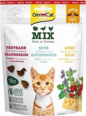 GimCat Crunchy Snacks Mix - Knuspriges und proteinreiches Katzenleckerli (140 g)