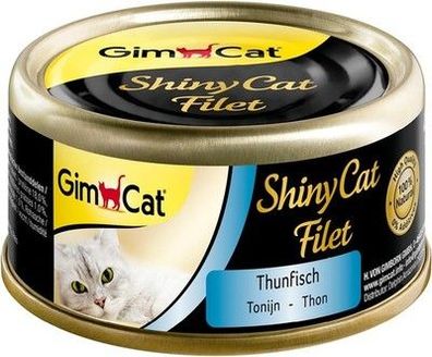 GimCat ShinyCat Filet Thunfisch - Katzenfutter mit saftigem Filet (24 x 70 g)