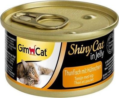 GimCat ShinyCat in Jelly Thunfisch mit Hühnchen Nassfutter mit Fisch (24 x 70 g)