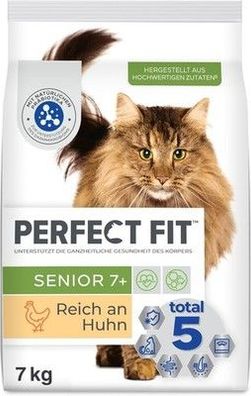 Perfect FIT Senior Trockenfutter für ältere Katzen ab 7 Jahren, Huhn, 7kg Beutel