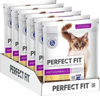Perfect FIT Anti-Hairball Adult Trockenfutter Katzen ab 1 Jahr 750g (6 Beutel)