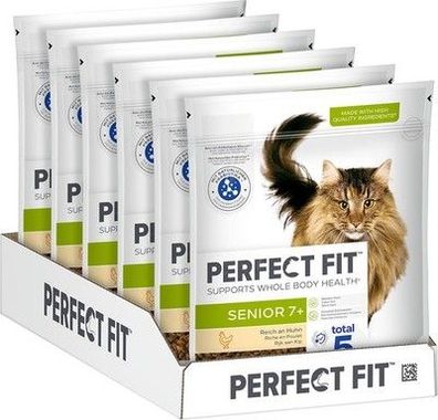 Perfect FIT Senior Trockenfutter ältere Katzen ab 7 Jahren Huhn, 750g (6 Beutel)