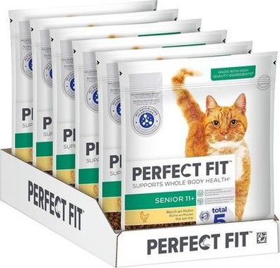 Perfect FIT Senior Trockenfutter für Katzen ab 11 Jahren - Huhn, 750g (6 Beutel)