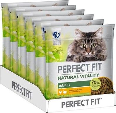 Perfect FIT Natural Vitality - Katzenfutter Trocken 1+ Huhn & Truthahn, 6 x 650g