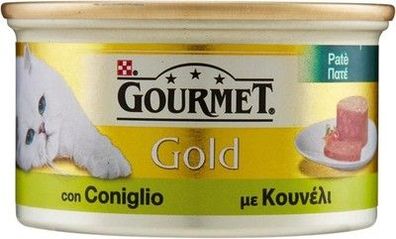 Purina Gourmet Gold-Patè Nassfutter Katze mit Kaninchen, 24 Dosen à 85 g, Futter