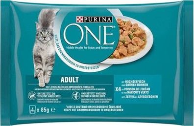 PURINA ONE Adult Katzenfutter nass, in Sauce mit Hochseefisch (12 x 4 à 85g)